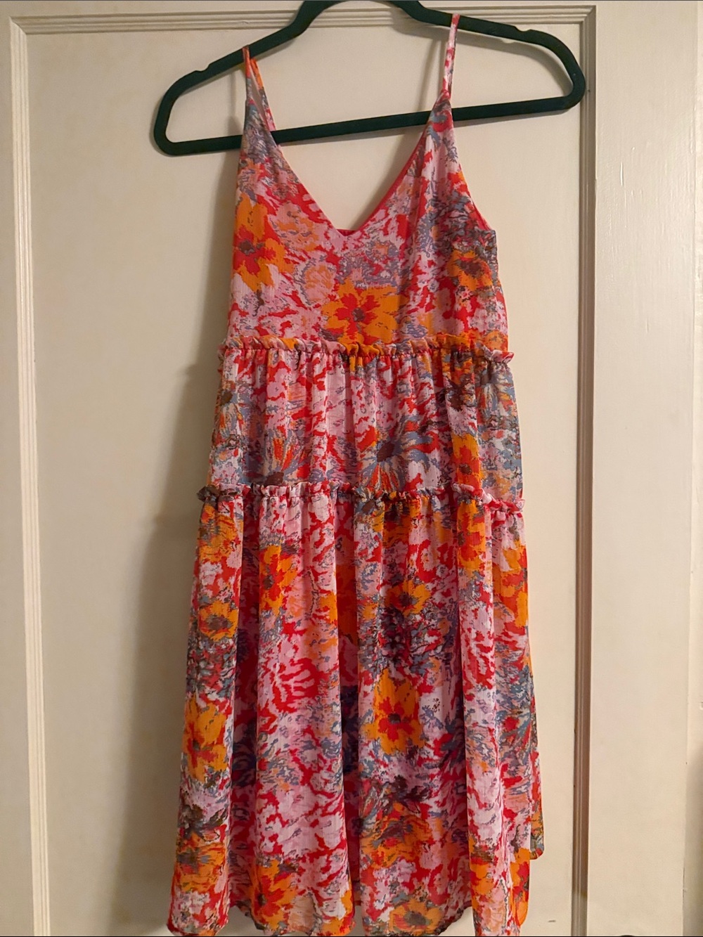 Girls Pink Floral Tiered Sundress